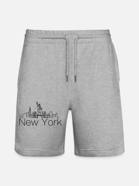New York Skyline - Stanley/Stella Trainer Unisex Organic Jogging Shorts - heather grey