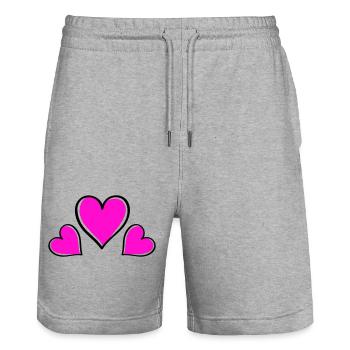 herz love - Stanley/Stella Unisex Bio Joggingshorts Trainer  - Grau meliert - Vorne - Nik (191cm) & Marisol (170cm)