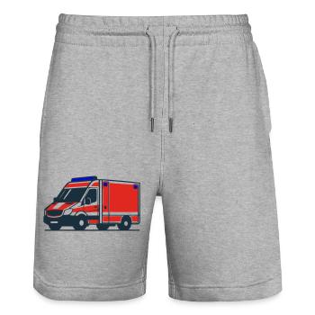 Krankenwagen - Stanley/Stella Unisex Bio Joggingshorts Trainer  - Grau meliert - Vorne - Nik (191cm) & Marisol (170cm)