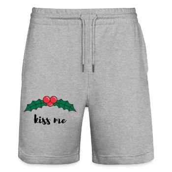 Kiss me - under the mistletoe - Stanley/Stella Trainer Unisex Organic Jogging Shorts - heather grey - Front - Nik (191cm) & Marisol (170cm)