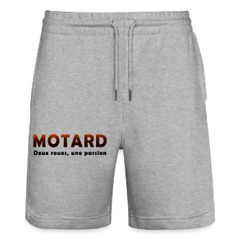 BIKER MOTORRAD NE ZUM FAHREN V - Stanley/Stella Unisex Bio Joggingshorts Trainer  - Grau meliert - Vorne - Nik (191cm) & Marisol (170cm)