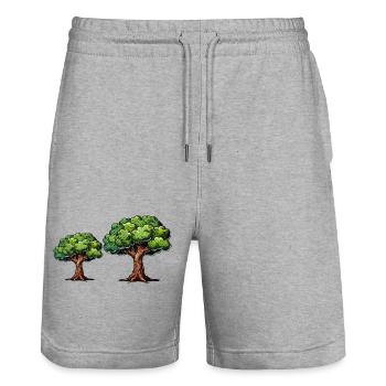 Trees Tree Nature - Stanley/Stella Trainer Unisex Organic Jogging Shorts - heather grey - Front - Nik (191cm) & Marisol (170cm)