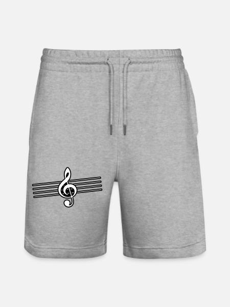 clef icon music - Stanley/Stella Trainer Unisex Organic Jogging Shorts - heather grey