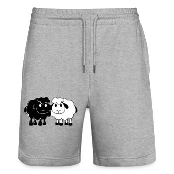 Zwei Schafe Freunde Pärchen 2 Team Crew Klein Baby - Stanley/Stella Unisex Bio Joggingshorts Trainer  - Grau meliert - Vorne - Nik (191cm) & Marisol (170cm)