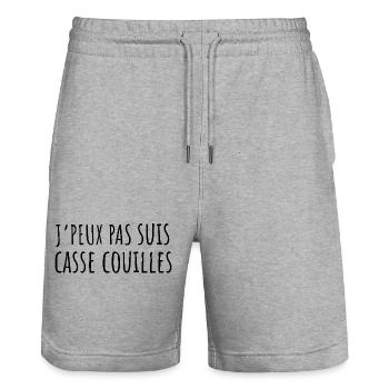 Femme casse couille humour - Short de jogging bio TRAINER Stanley/Stella unisexe - gris chiné - Devant - Nik (191cm) & Marisol (170cm)