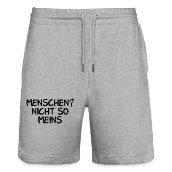 Menschen? Nicht so meins. - Stanley/Stella Unisex Bio Joggingshorts Trainer  - Grau meliert - Vorne - Nik (191cm) & Marisol (170cm)