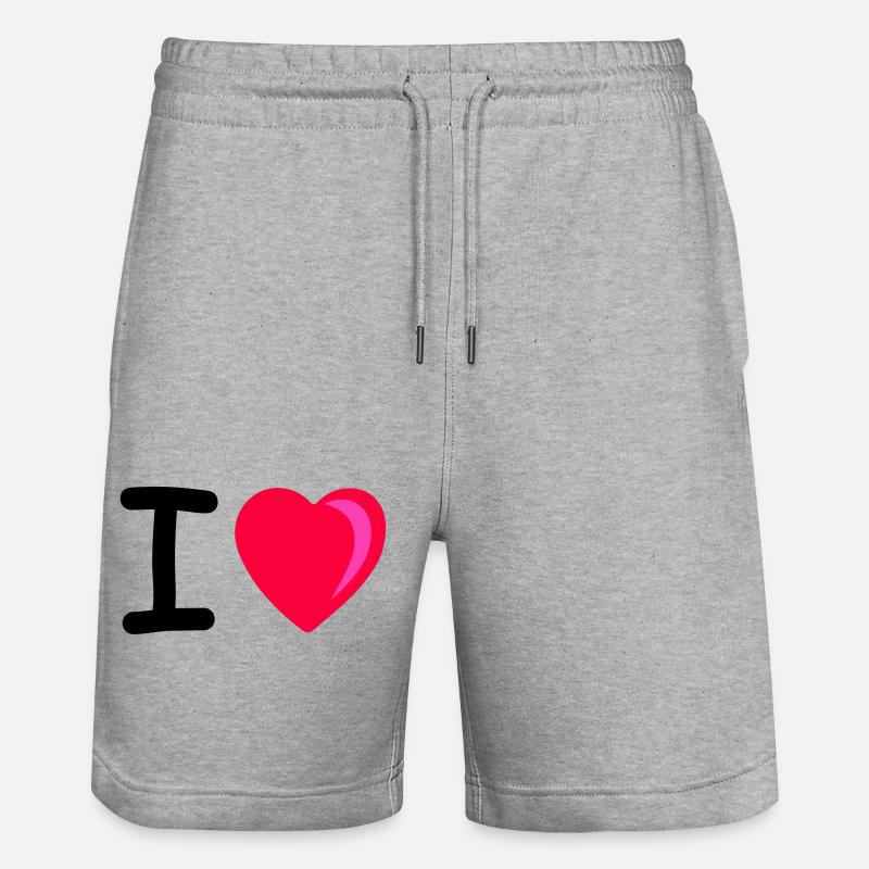 I heart - Stanley/Stella Trainer Unisex Organic Jogging Shorts - heather grey