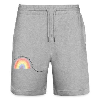When things change inside you,.... - Stanley/Stella Trainer Unisex Organic Jogging Shorts - heather grey - Front - Nik (191cm) & Marisol (170cm)
