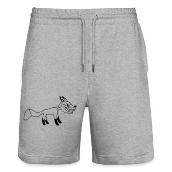 Renard, Mauvais œil, Dangereux, Renard roux, Animal sauvage - Short de jogging bio TRAINER Stanley/Stella unisexe - gris chiné - Devant - Nik (191cm) & Marisol (170cm)