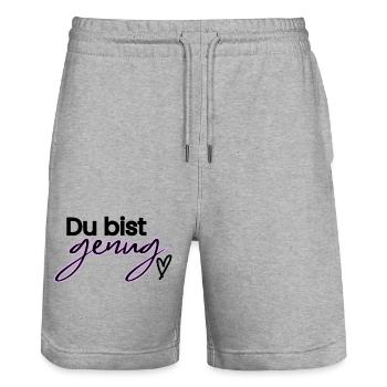 Du bist genug - Stanley/Stella Unisex Bio Joggingshorts Trainer  - Grau meliert - Vorne - Nik (191cm) & Marisol (170cm)