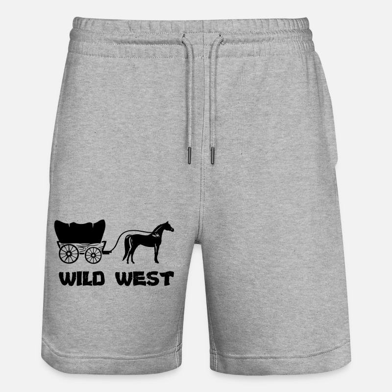 western kutsche wild west - Stanley/Stella Unisex Bio Joggingshorts Trainer  - Grau meliert