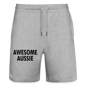 Awesome Aussie - Austrlia - Australien Down Under - Stanley/Stella Unisex Bio Joggingshorts Trainer  - Grau meliert - Vorne - Nik (191cm) & Marisol (170cm)