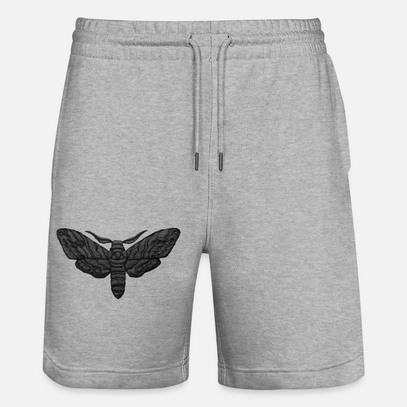 Black Moth – Mystical Embroidered Pattern - Stanley/Stella Trainer Unisex Organic Jogging Shorts - heather grey