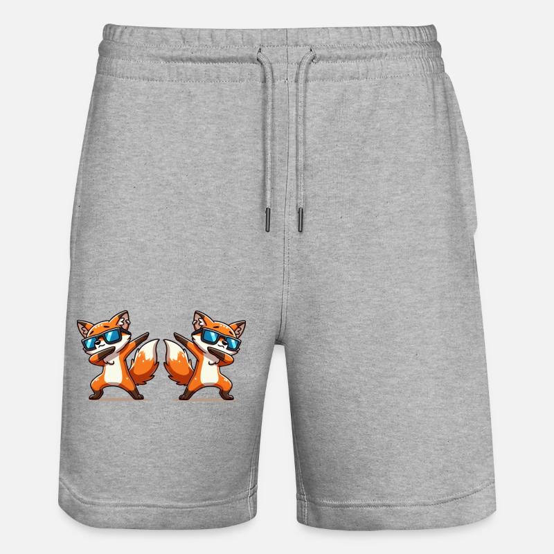 Renard Animal Dabbing 2 - Short de jogging bio TRAINER Stanley/Stella unisexe - gris chiné