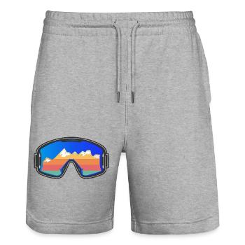 Skibrille Skifahrer Vintage Design dunkel - Stanley/Stella Unisex Bio Joggingshorts Trainer  - Grau meliert - Vorne - Nik (191cm) & Marisol (170cm)
