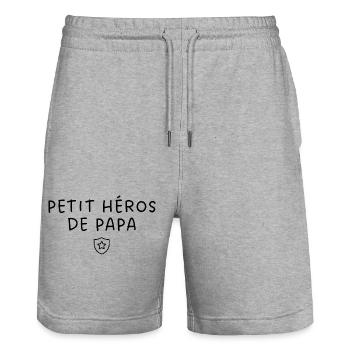Papas kleiner Held - Stanley/Stella Unisex Bio Joggingshorts Trainer  - Grau meliert - Vorne - Nik (191cm) & Marisol (170cm)