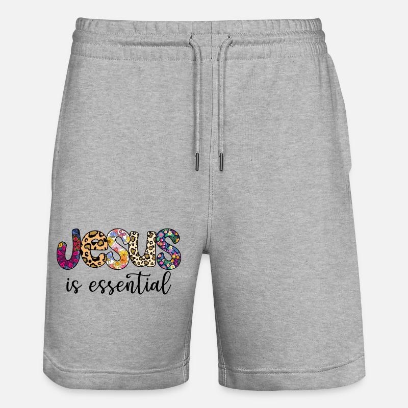 Jésus est essentiel - Short de jogging bio TRAINER Stanley/Stella unisexe - gris chiné