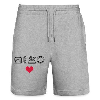 Sew - Stanley/Stella Trainer Unisex Organic Jogging Shorts - heather grey - Front - Nik (191cm) & Marisol (170cm)