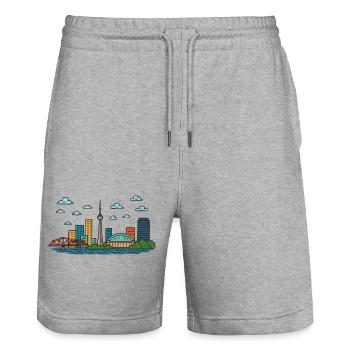 Ville de Toronto, Canada - Short de jogging bio TRAINER Stanley/Stella unisexe - gris chiné - Devant - Nik (191cm) & Marisol (170cm)