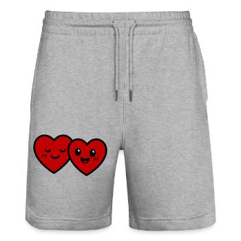 Herzen Paar Liebe - Stanley/Stella Unisex Bio Joggingshorts Trainer  - Grau meliert - Vorne - Nik (191cm) & Marisol (170cm)