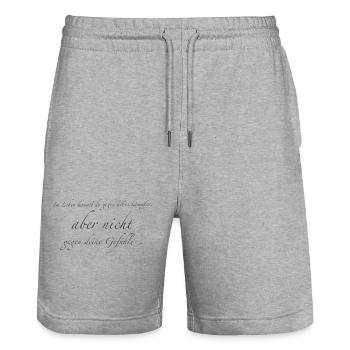 Im Leben kannst du gegen alles kämpfen - Stanley/Stella Unisex Bio Joggingshorts Trainer  - Grau meliert - Vorne - Nik (191cm) & Marisol (170cm)