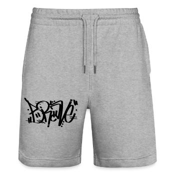 Brave - Graffiti - Stanley/Stella Trainer Unisex Organic Jogging Shorts - heather grey - Front - Nik (191cm) & Marisol (170cm)