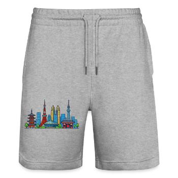 Tokyo - Stanley/Stella Trainer Unisex Organic Jogging Shorts - heather grey - Front - Nik (191cm) & Marisol (170cm)