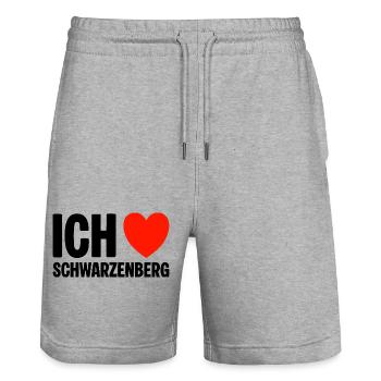 Schwarzenberg Ich liebe meine Stadt - Stanley/Stella Unisex Bio Joggingshorts Trainer  - Grau meliert - Vorne - Nik (191cm) & Marisol (170cm)