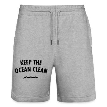 Keep The Ocean Clean - Stanley/Stella Unisex Bio Joggingshorts Trainer  - Grau meliert - Vorne - Nik (191cm) & Marisol (170cm)