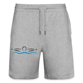 schwimmen - Stanley/Stella Trainer Unisex Organic Jogging Shorts - heather grey - Front - Nik (191cm) & Marisol (170cm)