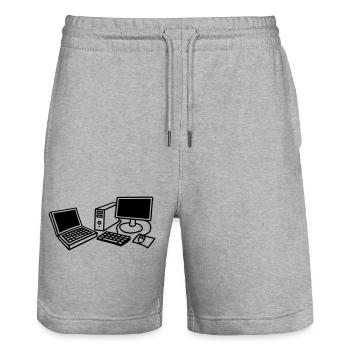 computers_1c - Stanley/Stella Trainer Unisex Organic Jogging Shorts - heather grey - Front - Nik (191cm) & Marisol (170cm)
