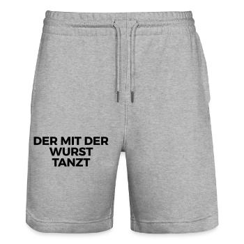 Der mit der Wurst tanzt - Stanley/Stella Unisex Bio Joggingshorts Trainer  - Grau meliert - Vorne - Nik (191cm) & Marisol (170cm)