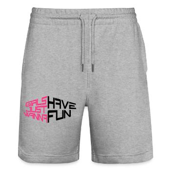 perspektive girls just wanna have fun spruch text - Stanley/Stella Unisex Bio Joggingshorts Trainer  - Grau meliert - Vorne - Nik (191cm) & Marisol (170cm)