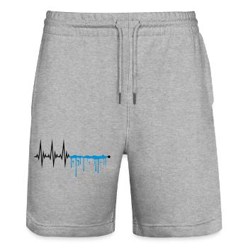 tropfen nass graffiti spray wellen linie frequenz - Stanley/Stella Unisex Bio Joggingshorts Trainer  - Grau meliert - Vorne - Nik (191cm) & Marisol (170cm)