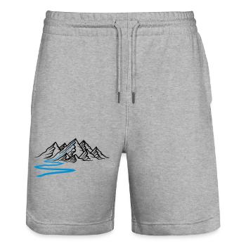 route fluss wanderweg berge huegel alpen wandern u - Stanley/Stella Unisex Bio Joggingshorts Trainer  - Grau meliert - Vorne - Nik (191cm) & Marisol (170cm)
