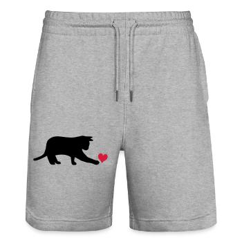 Chat - Short de jogging bio TRAINER Stanley/Stella unisexe - gris chiné - Devant - Nik (191cm) & Marisol (170cm)