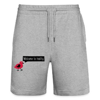 realité - Short de jogging bio TRAINER Stanley/Stella unisexe - gris chiné - Devant - Nik (191cm) & Marisol (170cm)