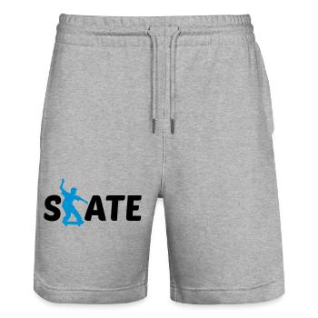 logo skate texte skateboard stunt trick conduire spas - Short de jogging bio TRAINER Stanley/Stella unisexe - gris chiné - Devant - Nik (191cm) & Marisol (170cm)