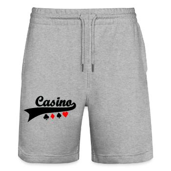 Casino - Poker Blackjack Roulette - jeux de hasard - Short de jogging bio TRAINER Stanley/Stella unisexe - gris chiné - Devant - Nik (191cm) & Marisol (170cm)