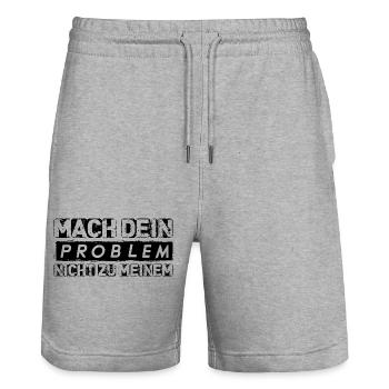 Mach dein PROBLEM nicht zu meinem Spruch Geschenk - Stanley/Stella Unisex Bio Joggingshorts Trainer  - Grau meliert - Vorne - Nik (191cm) & Marisol (170cm)