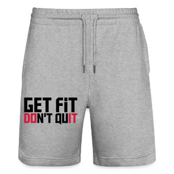 do it get fit dont quit logo design cool trainiere - Stanley/Stella Unisex Bio Joggingshorts Trainer  - Grau meliert - Vorne - Nik (191cm) & Marisol (170cm)