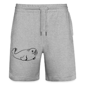 seehund sweet funny - Short de jogging bio TRAINER Stanley/Stella unisexe - gris chiné - Devant - Nik (191cm) & Marisol (170cm)
