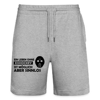 Ein Leben ohne Eishockey ist möglich aber sinnlos - Stanley/Stella Unisex Bio Joggingshorts Trainer  - Grau meliert - Vorne - Nik (191cm) & Marisol (170cm)