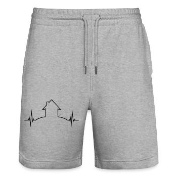 haus EKG puls herzschlag frequenz eigenheim umriss - Stanley/Stella Unisex Bio Joggingshorts Trainer  - Grau meliert - Vorne - Nik (191cm) & Marisol (170cm)