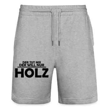 Der tut nix, der will nur Holz - Stanley/Stella Unisex Bio Joggingshorts Trainer  - Grau meliert - Vorne - Nik (191cm) & Marisol (170cm)