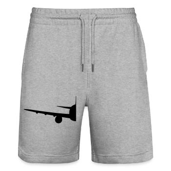 Moitié moitié divisé avant avant avion voler pilot - Short de jogging bio TRAINER Stanley/Stella unisexe - gris chiné - Devant - Nik (191cm) & Marisol (170cm)