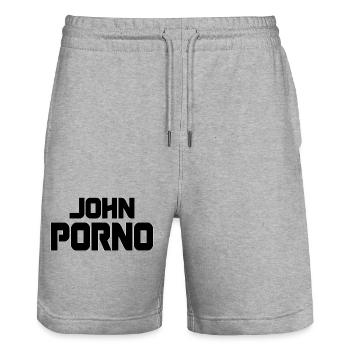 John Porno - Stanley/Stella Unisex Bio Joggingshorts Trainer  - Grau meliert - Vorne - Nik (191cm) & Marisol (170cm)