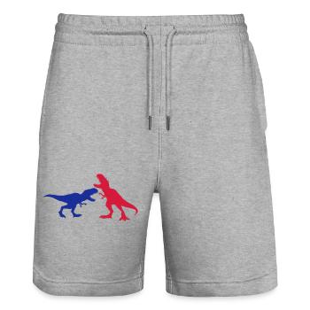 2 ennemis se battre combat course course silhouett - Short de jogging bio TRAINER Stanley/Stella unisexe - gris chiné - Devant - Nik (191cm) & Marisol (170cm)