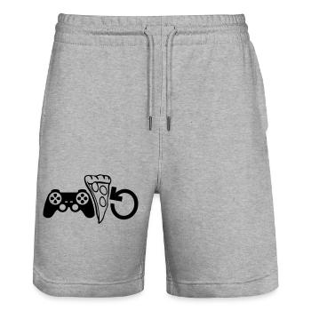 Gambling Food Repeat - Stanley/Stella Trainer Unisex Organic Jogging Shorts - heather grey - Front - Nik (191cm) & Marisol (170cm)