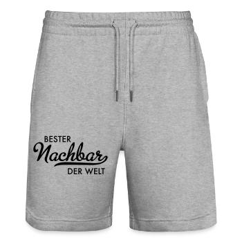 Bester Nachbar der Welt - Stanley/Stella Unisex Bio Joggingshorts Trainer  - Grau meliert - Vorne - Nik (191cm) & Marisol (170cm)